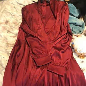 Red satin dress